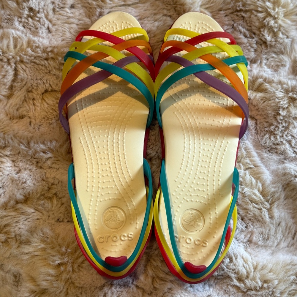 CROCS Multicolor Strappy Flats - Picture 2 of 5